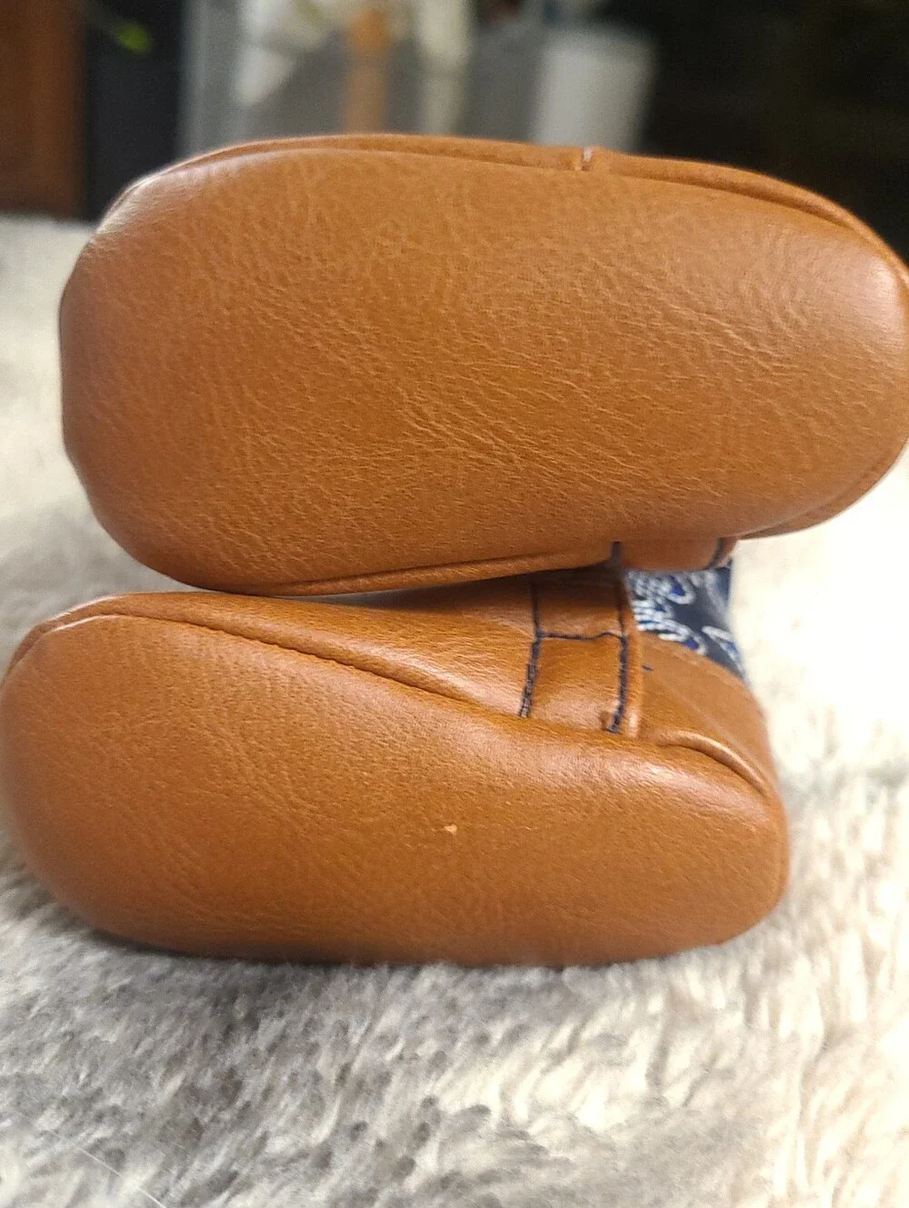 Baby/Infant Navy and Brown Cowboy Booties - Soft Pull-On Kids Boots